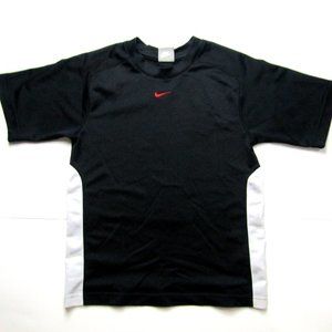 Youth Boy’s Nike Swoosh Athletic Shirt Size Medium Black w/ White Slimming Sides